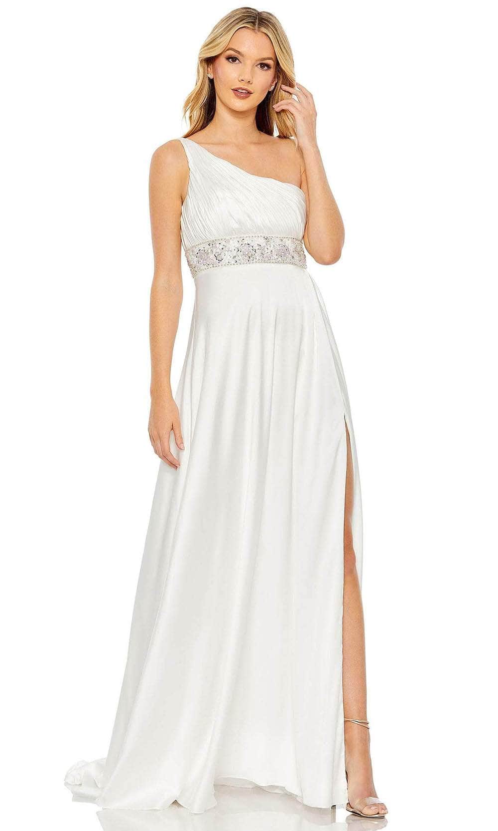 Mac Duggal 68170 - One Shoulder Asymmetric Evening Dress Evening Dresses 0 / White