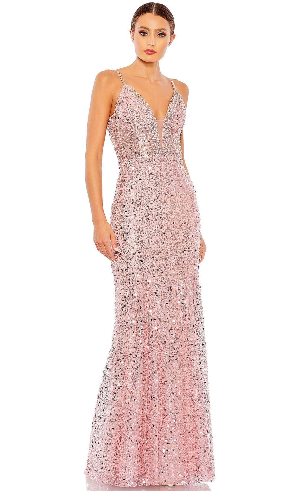 Mac Duggal 68175 - Embellished Plunging V-neckline Evening Dress Special Occasion Dress 0 / Rose