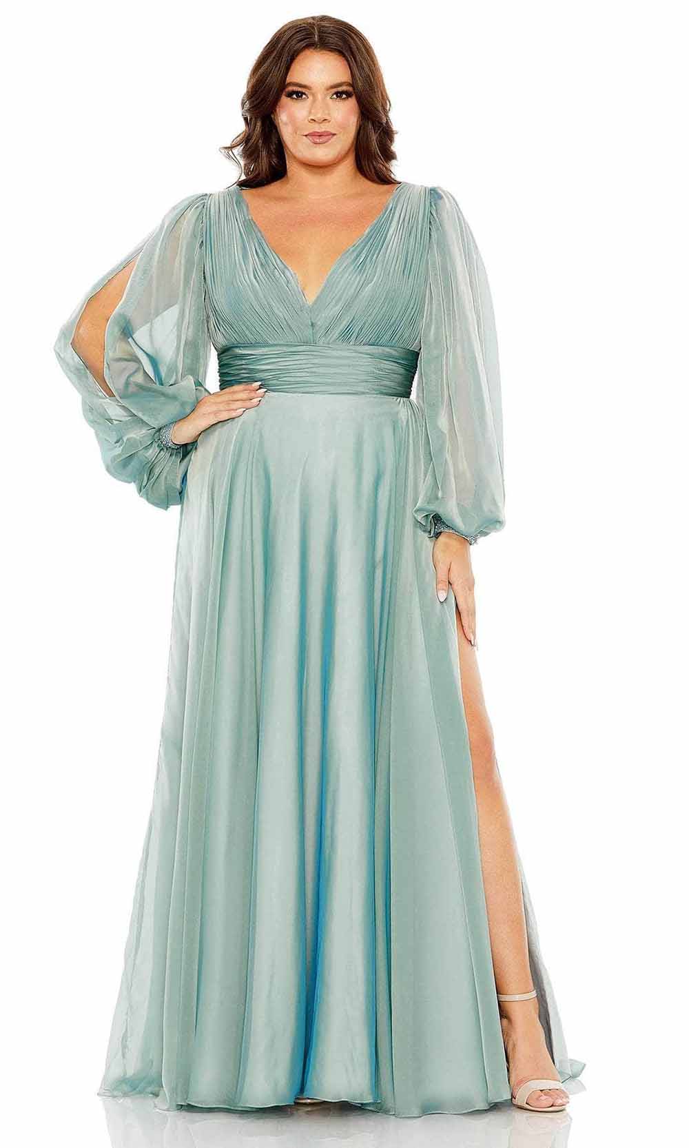 Mac Duggal 68431 - Split Sleeve A-Line Prom Gown Prom Dresses 14W / French Blue