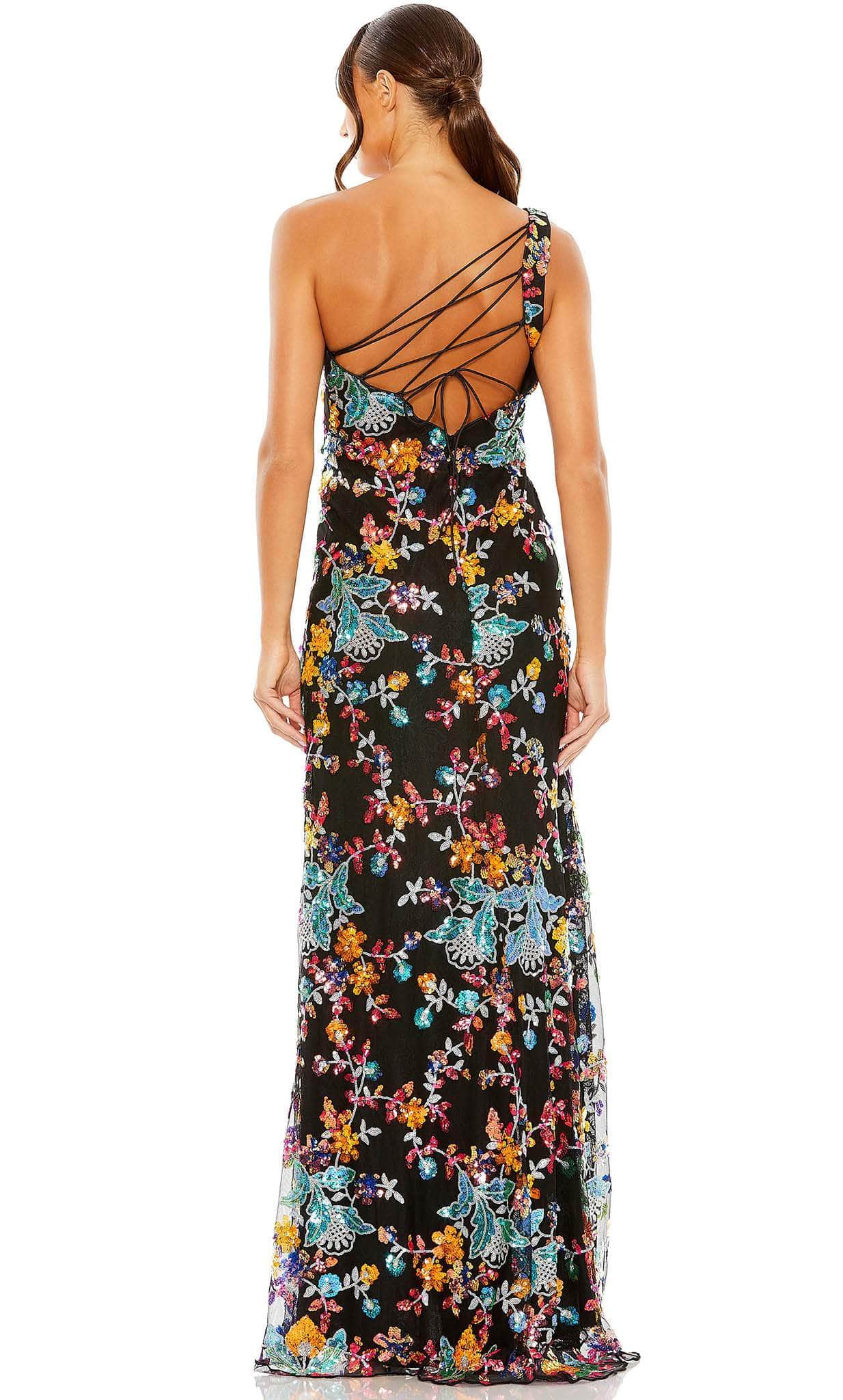 Mac Duggal 68515 - Asymmetric Floral Sequin Evening Gown Special Occasion Dress