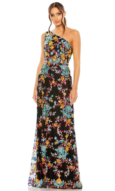 Mac Duggal 68515 - Asymmetric Floral Sequin Evening Gown Special Occasion Dress