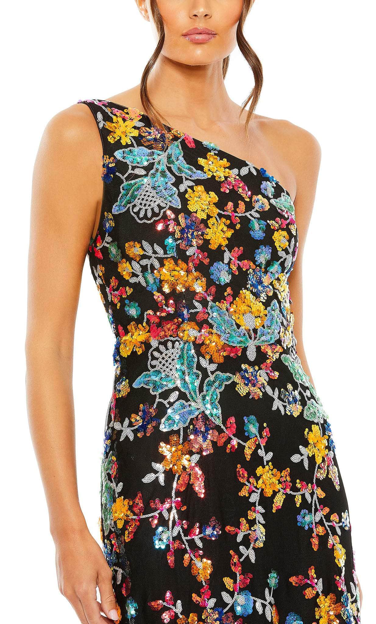 Mac Duggal 68515 - Asymmetric Floral Sequin Evening Gown Special Occasion Dress