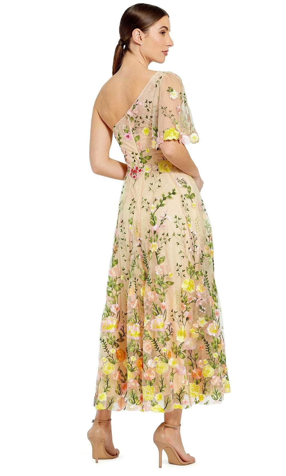 Mac Duggal - Yellow One Shoulder Lace Embroidered Dress - US 6 Mac Duggal - Yellow One Shoulder Lace Embroidered Dress - US 6