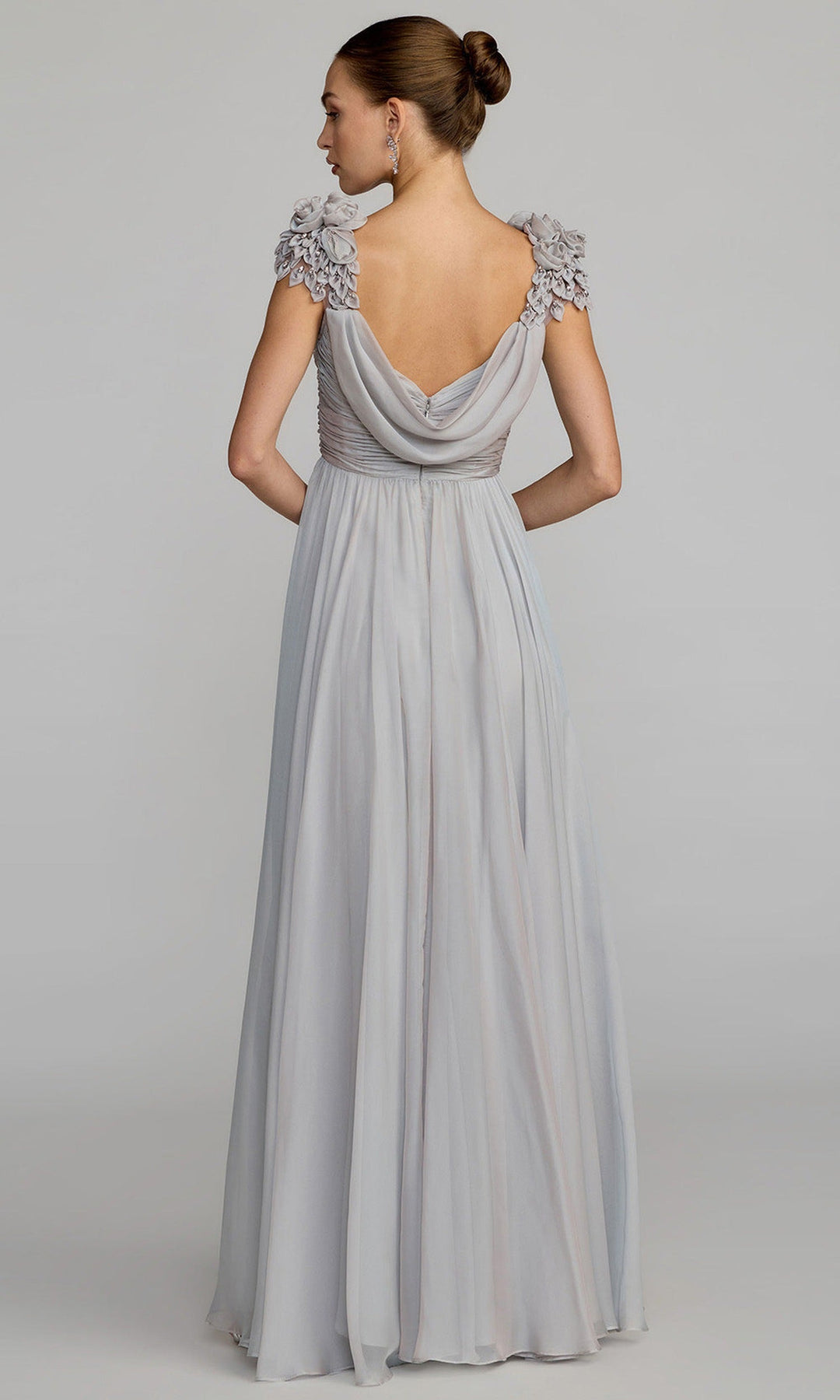 Mac Duggal 69088 - Floral Shoulder Cowl Neck Evening Gown