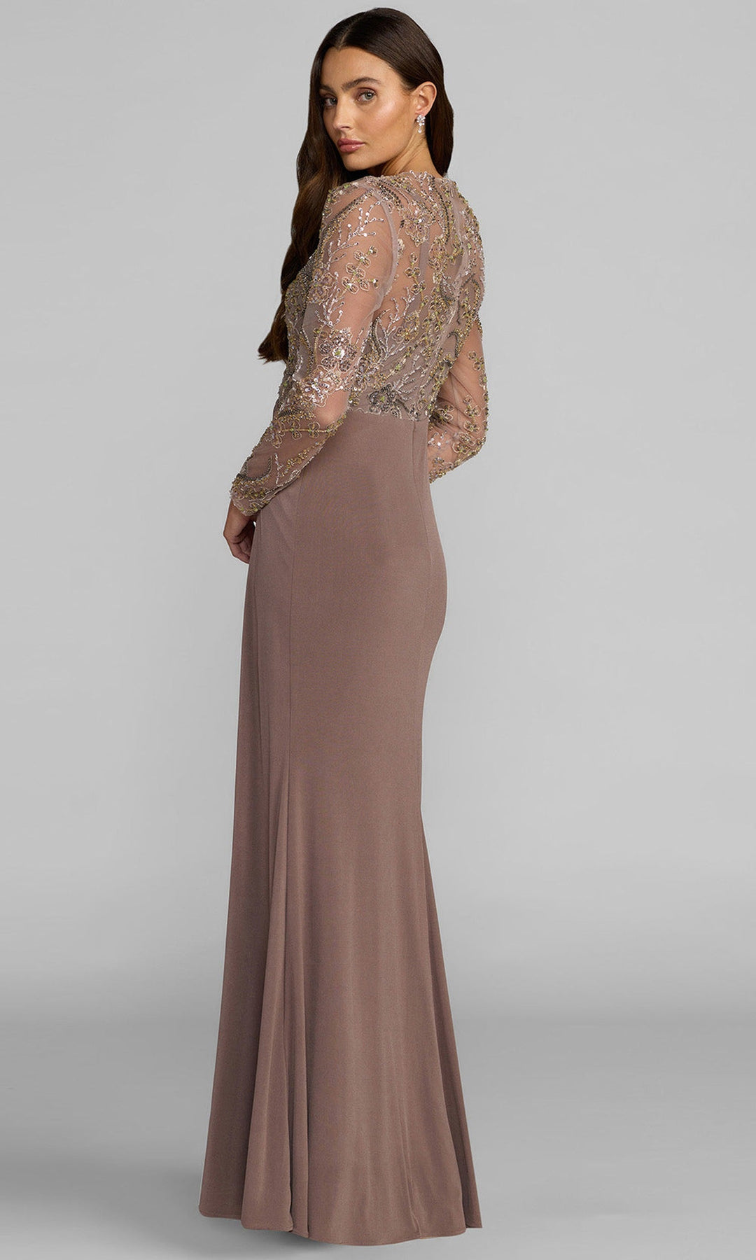 Mac Duggal 69121 - Beaded Applique Long Sleeve Evening Gown