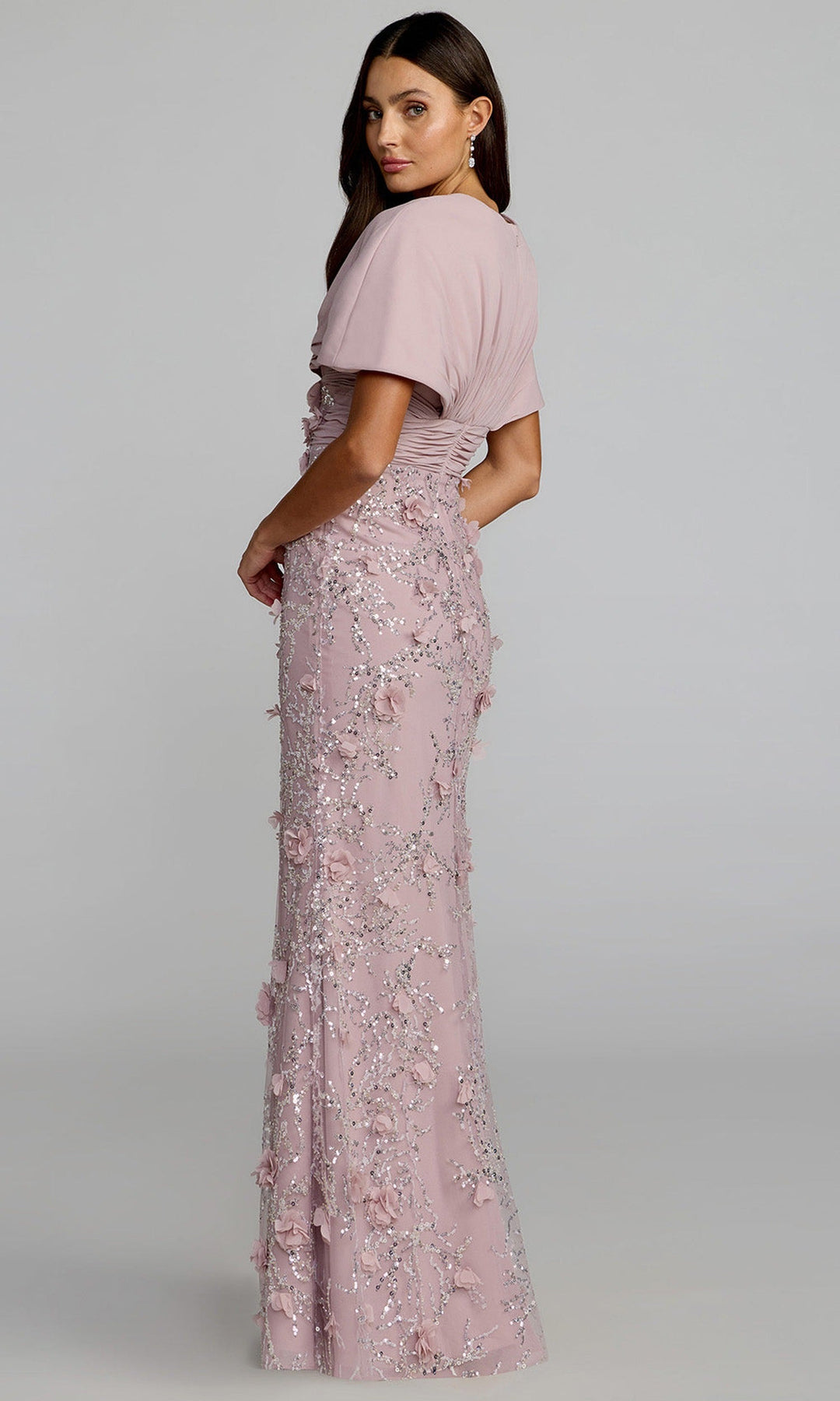 Mac Duggal 69125 - Floral Accent Short Cape Sleeve Gown