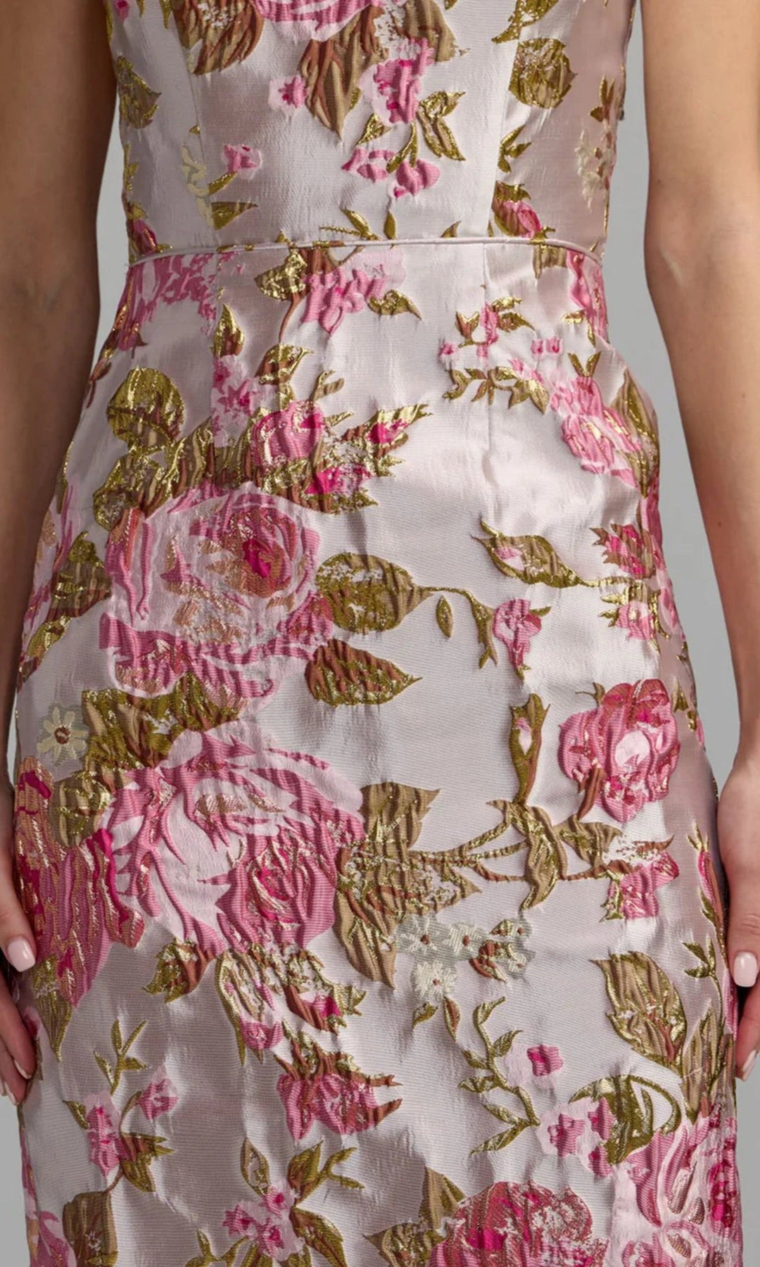 Mac Duggal 69153 - Bow Strap Floral Brocade Midi Dress