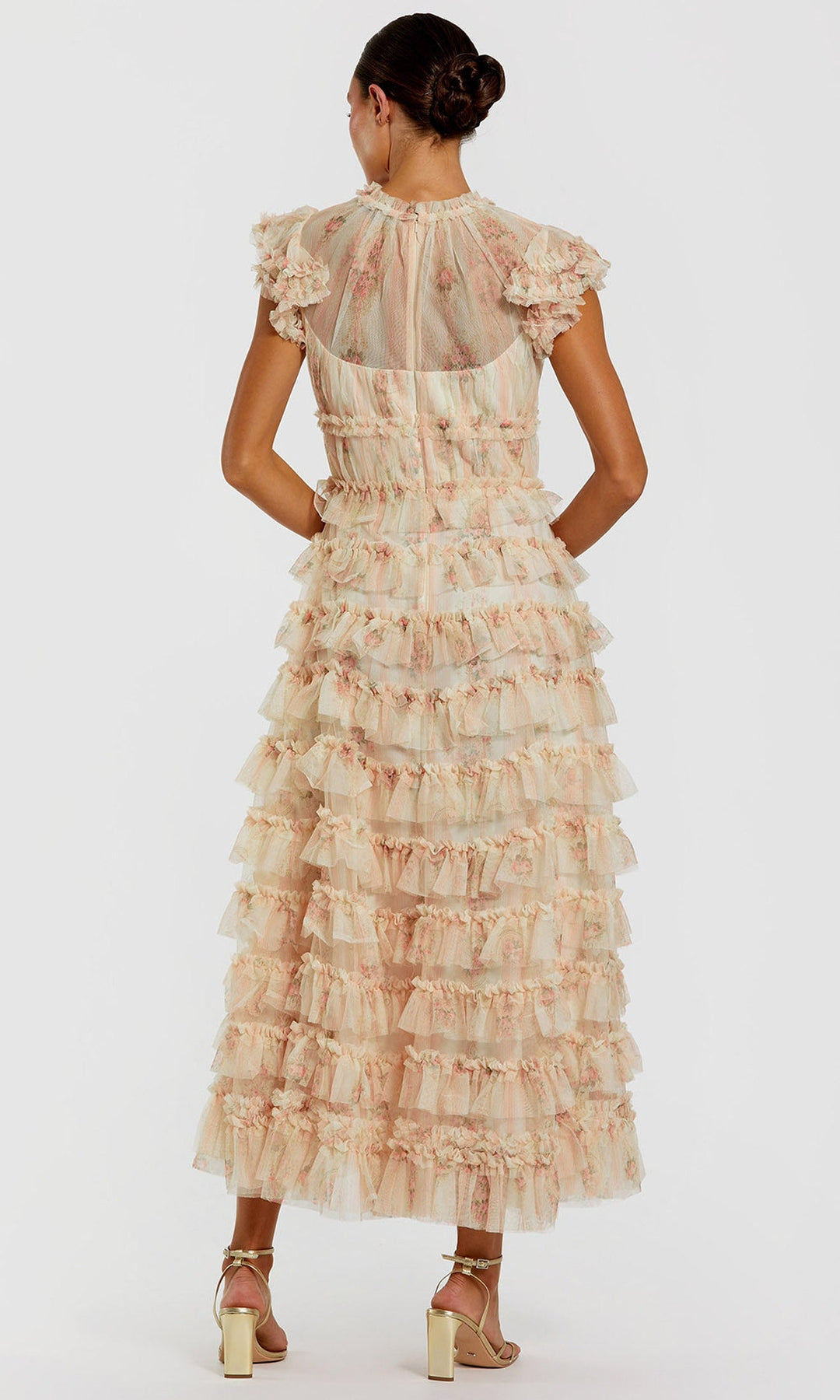 Mac Duggal 8339 - High Neck Micro Ruffle Evening Dress
