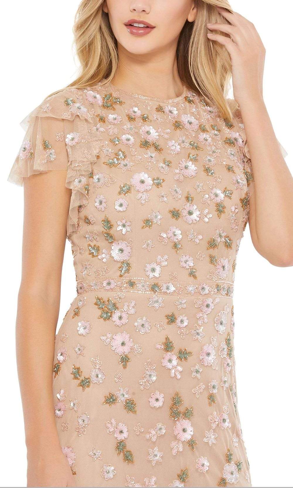 Mac Duggal - 9086 Floral Beaded Column Dress Evening Dresses