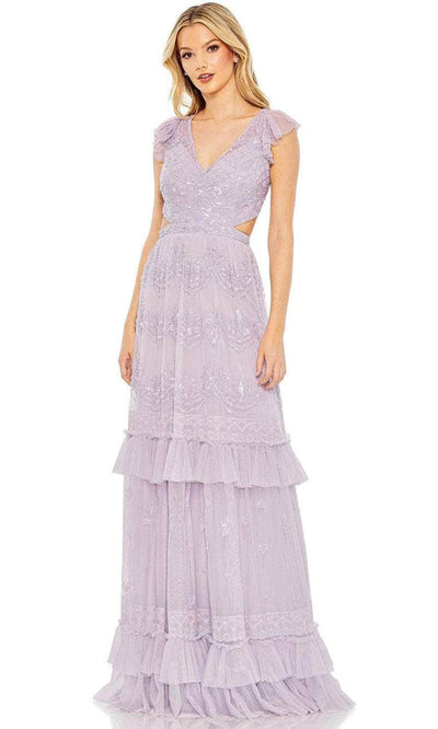 Mac Duggal 9167 - Cap Sleeve V-Neck Long Dress Special Occasion Dress 0 / Lilac