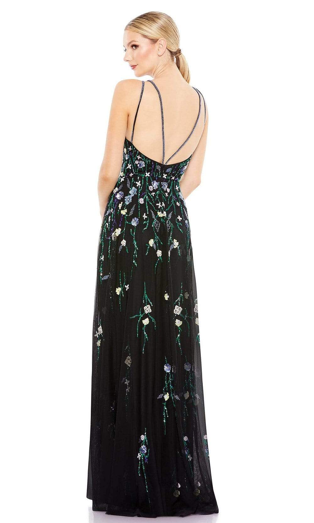 Mac Duggal - 9172 V-Neck Floral Sequin Dress Special Occasion Dress