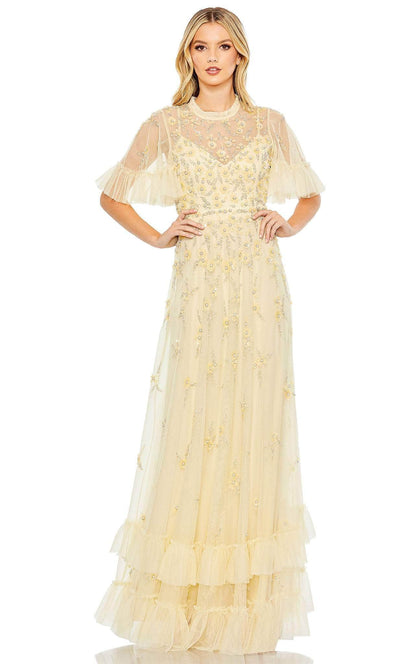 Mac Duggal 9199 - Floral Embellished A-line Evening Dress Special Occasion Dress 4 / Blush