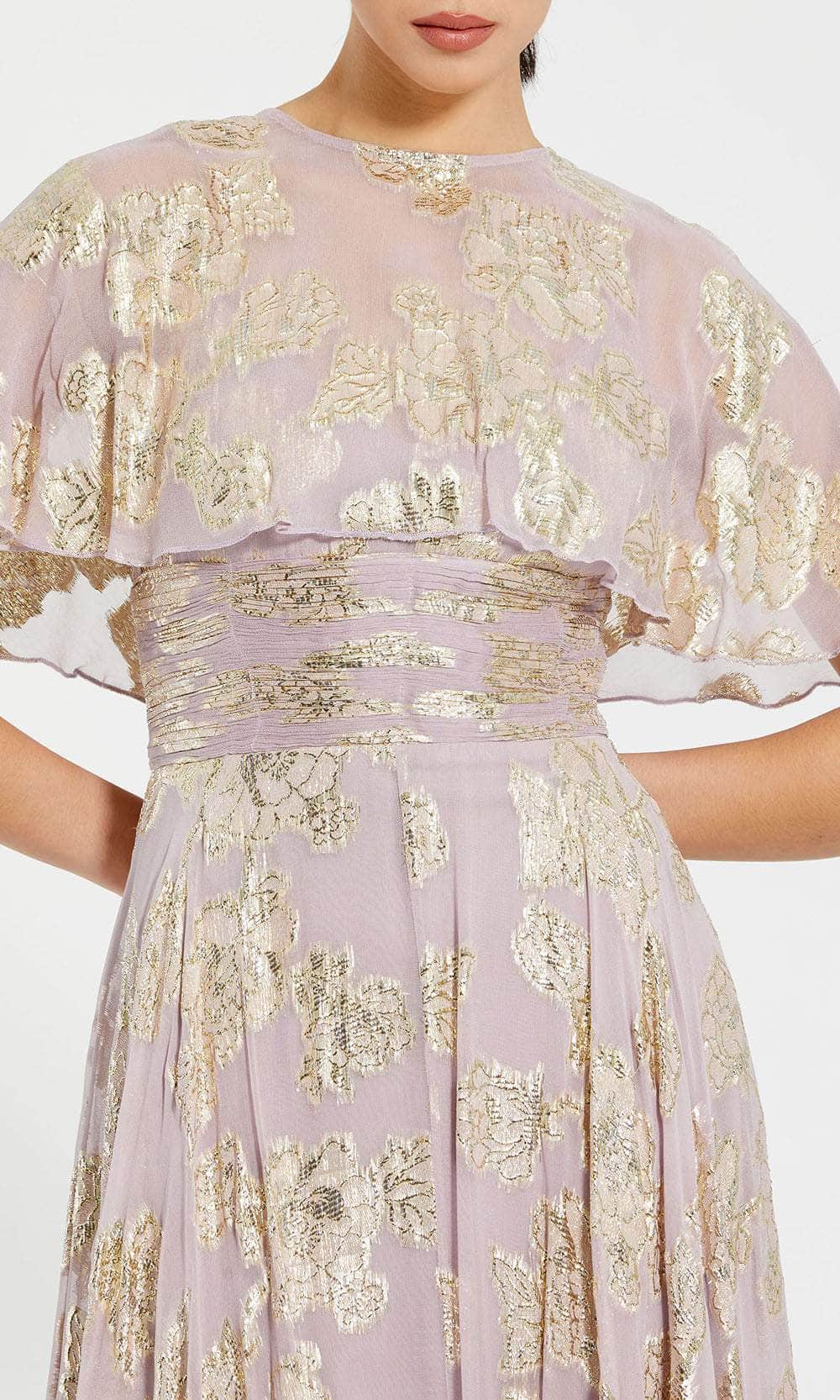 Mac Duggal - Purple Cape Sleeve A Line Floral Chiffon Gown - Vintage Lilac / US 10 Mac Duggal - Purple Cape Sleeve A Line Floral Chiffon Gown - Vintage Lilac / US 10