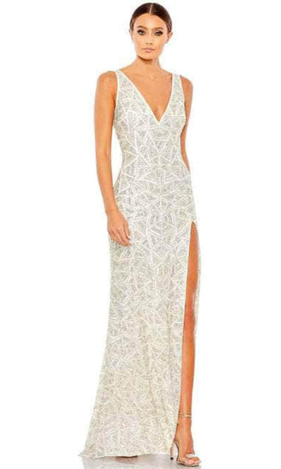 Mac Duggal 93552 - Sleeveless V-Neck Sheath Dress Special Occasion Dress 0 / Ivory