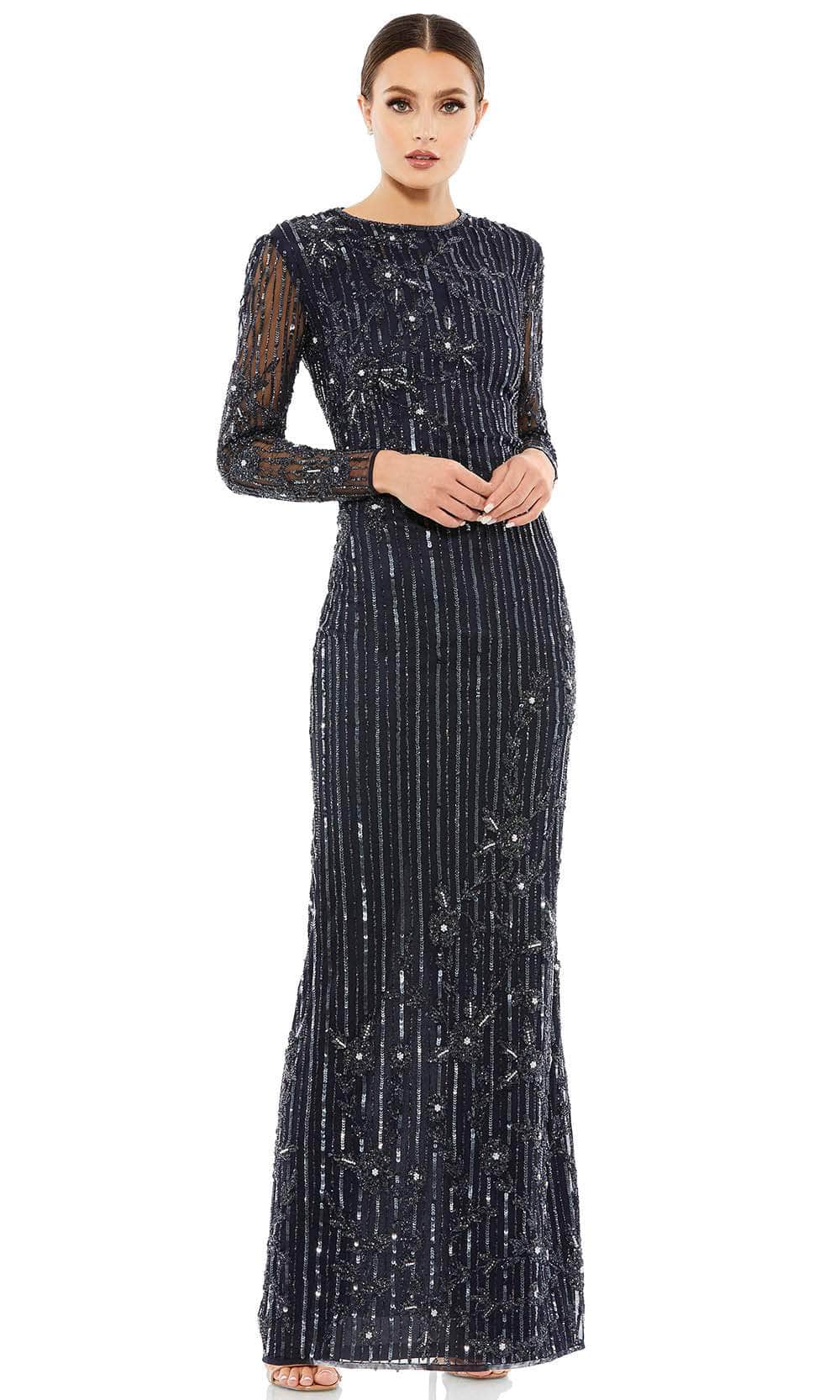 Mac Duggal 93626 - Long Sleeve Jewel Neck Evening Dress Special Occasion Dress 4 / Midnight