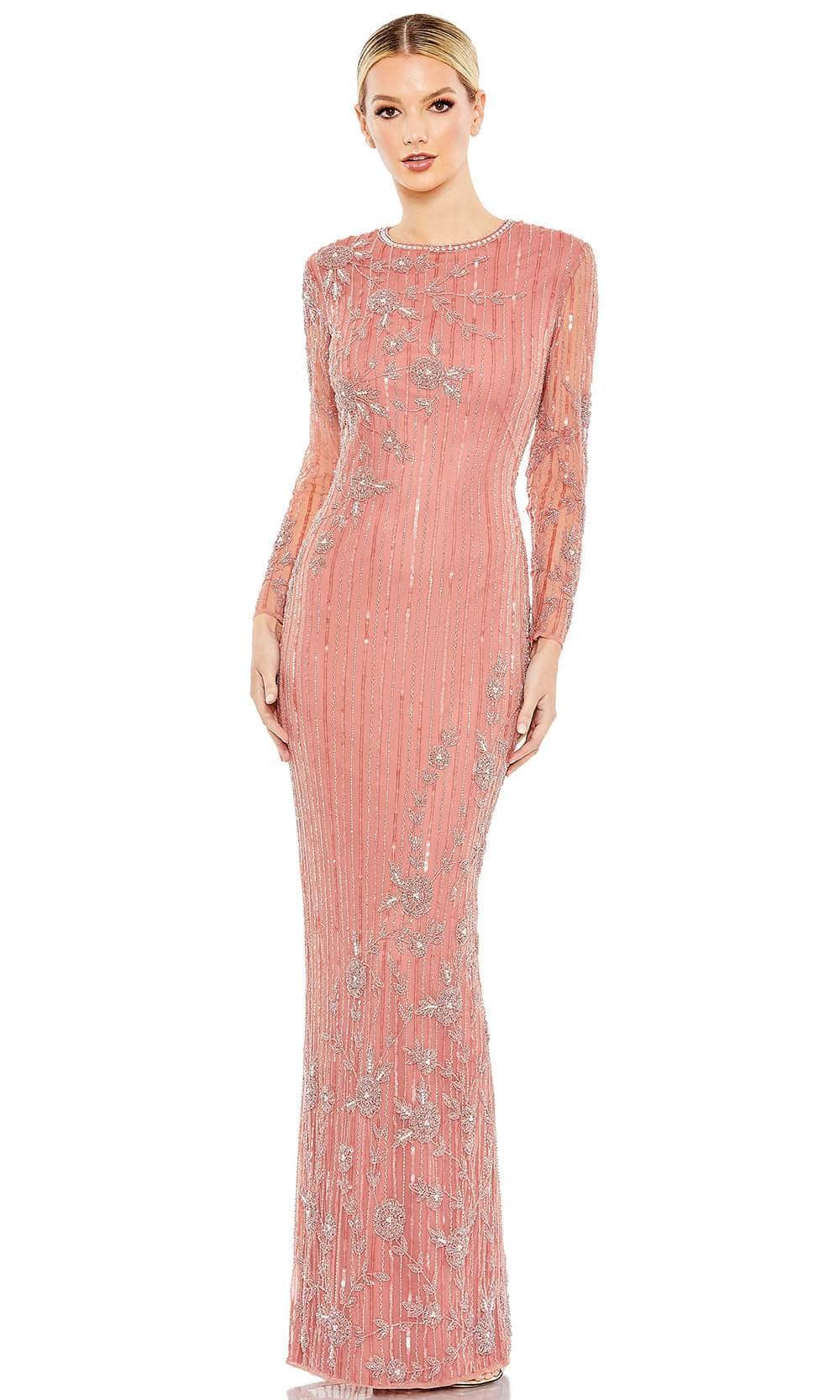 Mac Duggal 93626 - Long Sleeve Jewel Neck Evening Dress Special Occasion Dress 4 / Rose
