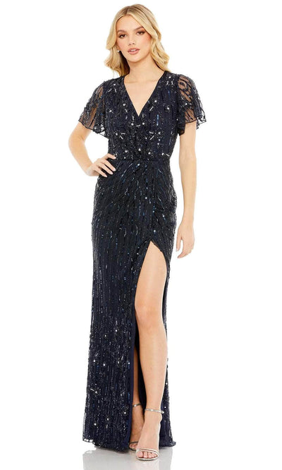 Mac Duggal 93654 - Embellished Flutter Sleeves Evening Gown Evening Dresses 2 / Midnight
