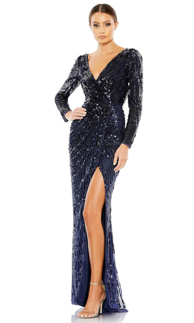 Mac Duggal 93660 - Faux Wrap Sequin Evening Dress Special Occasion Dress 2 / Midnight