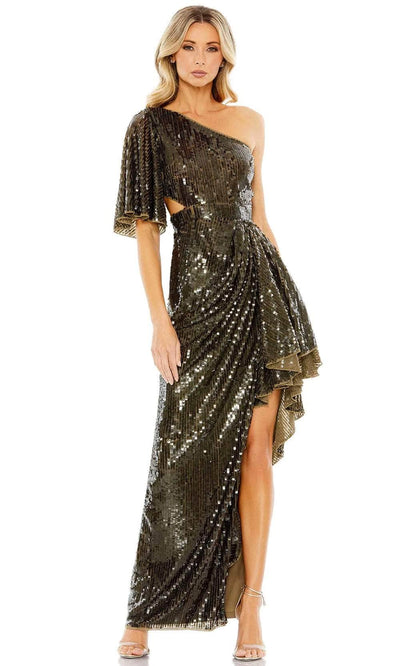Mac Duggal 93662 - Asymmetrical Sequined Evening Dress Evening Dresses 0 / Olive