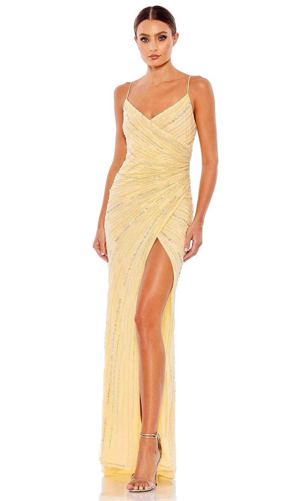 Mac Duggal 93733 - Sleeveless Deep V-neck Evening Dress Special Occasion Dress 0 / Butter Cream