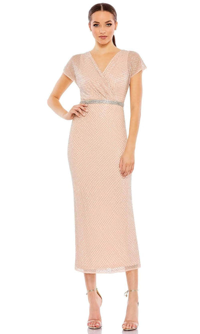 Mac Duggal 93787 - V-Neck Cap Sleeve Formal Dress Special Occasion Dress 2 / Rose