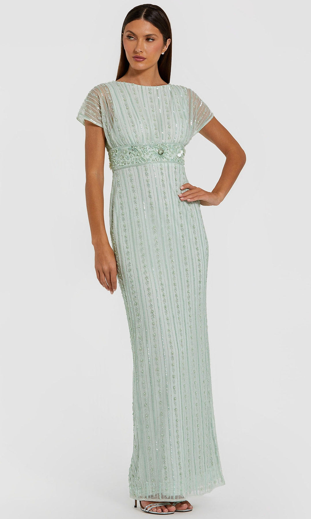 Mac Duggal 94147 - Beaded Empire Waist Column Evening Dress
