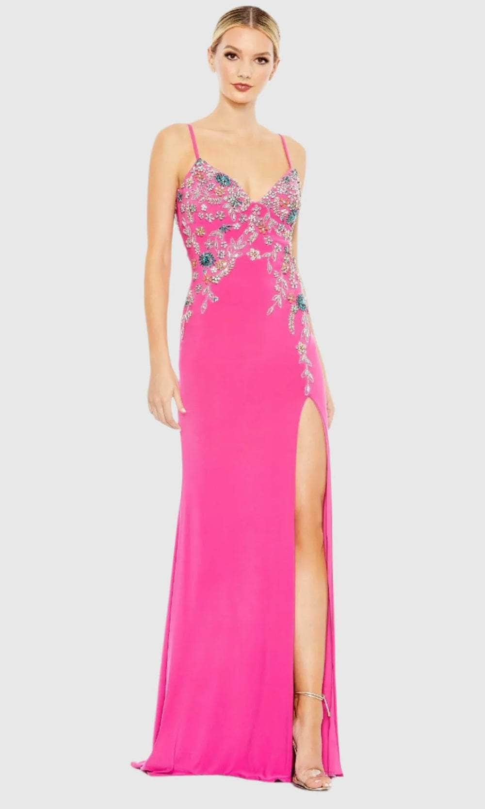 Mac Duggal A42006 - Floral Beaded Scoop Back Prom Gown Prom Gown 0 / Candy Pink