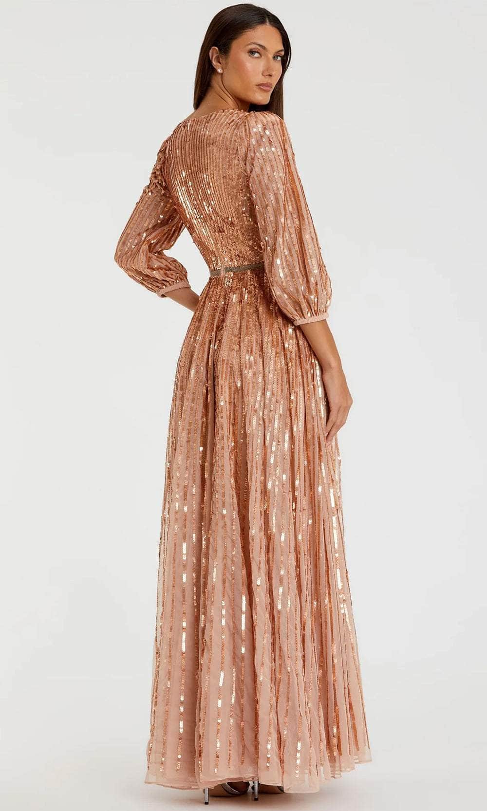mac duggal rose gold sequin dress Pink Strapless Sweetheart Neck Sequin Ombre Gown