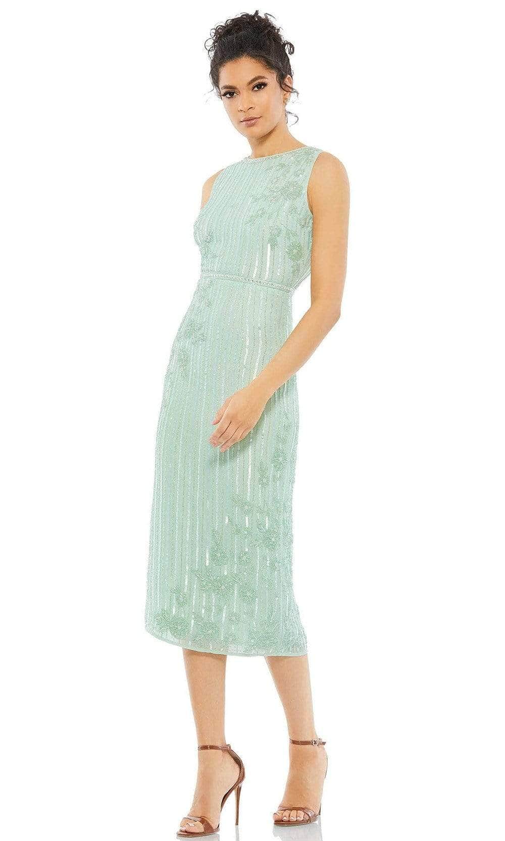 Mac Duggal Striped Floral Embellished Sleeveless Midi Dress Rose Size 12 Mac Duggal Striped Floral Embellished Sleeveless Midi Dress Rose Size 12