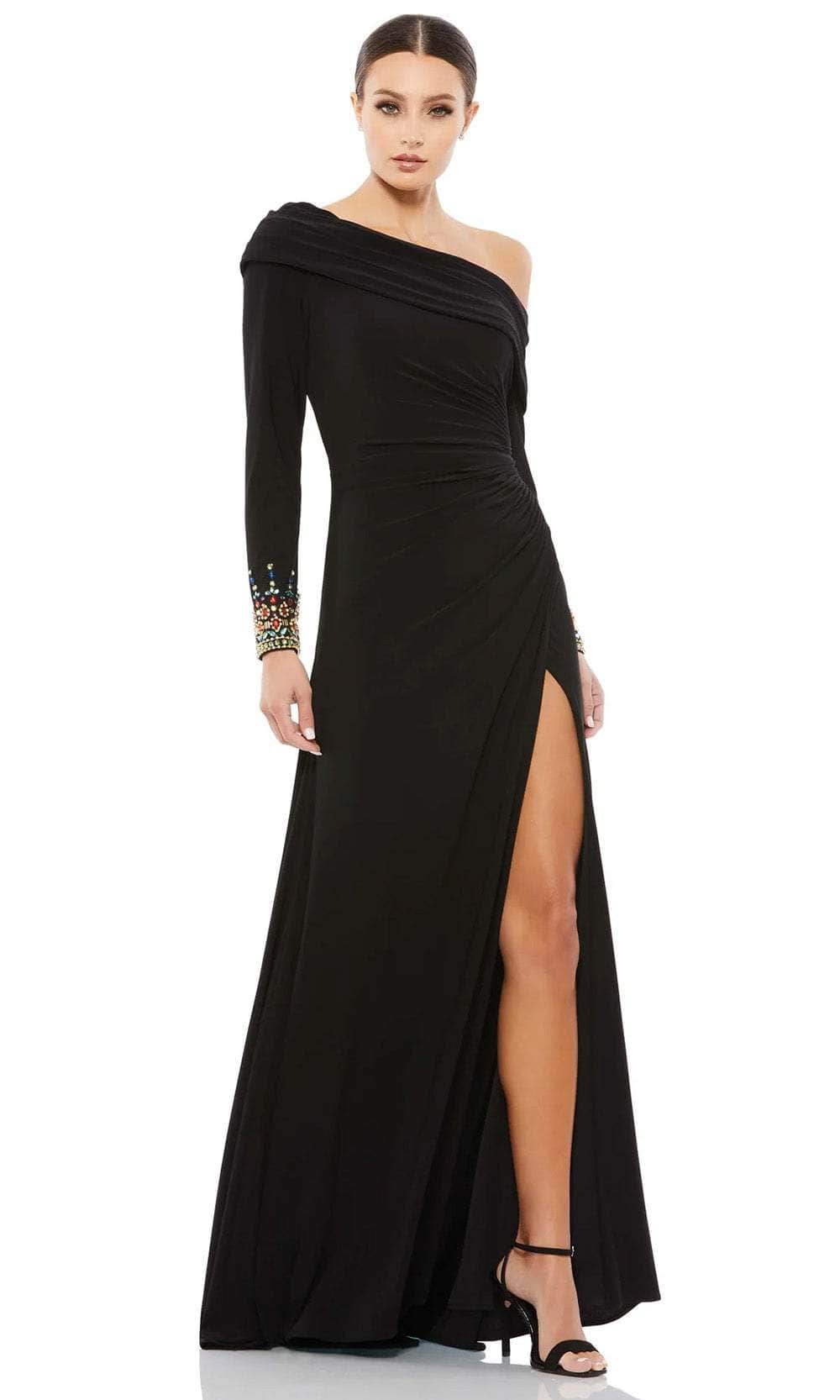 Mac Duggal Evening - 12231 Jewel Cuffed Asymmetrical Long Gown Evening Dresses