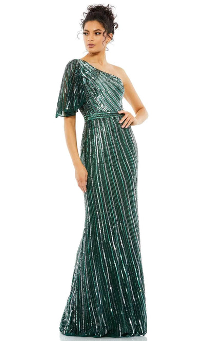 Mac Duggal Evening - 5000D Sequined One Shoulder Sheath Dress Evening Dresses 0 / Irridescent Green