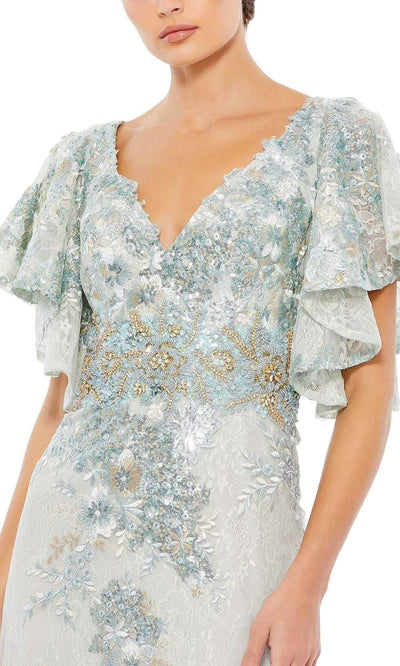 Mac Duggal Evening - 67842D Floral Lace Bell Sleeve Long Dress Evening Dresses
