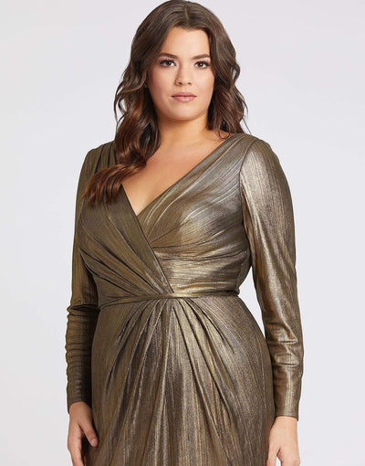 Mac Duggal Fabulouss - 49073F Long Sleeves Golden Long Dress Mother of the Bride Dresses
