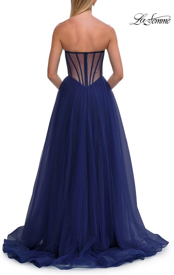 La Femme 33491 - Beaded Lace Layered A-Line Dress
