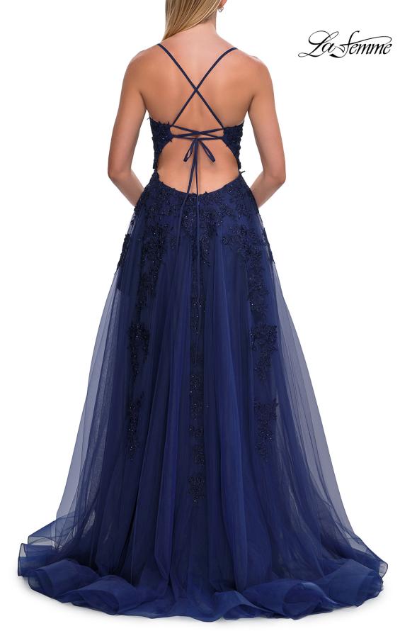 La Femme 33715 - Tie Open Back Embroidered Sleeveless Gown Prom Dresses