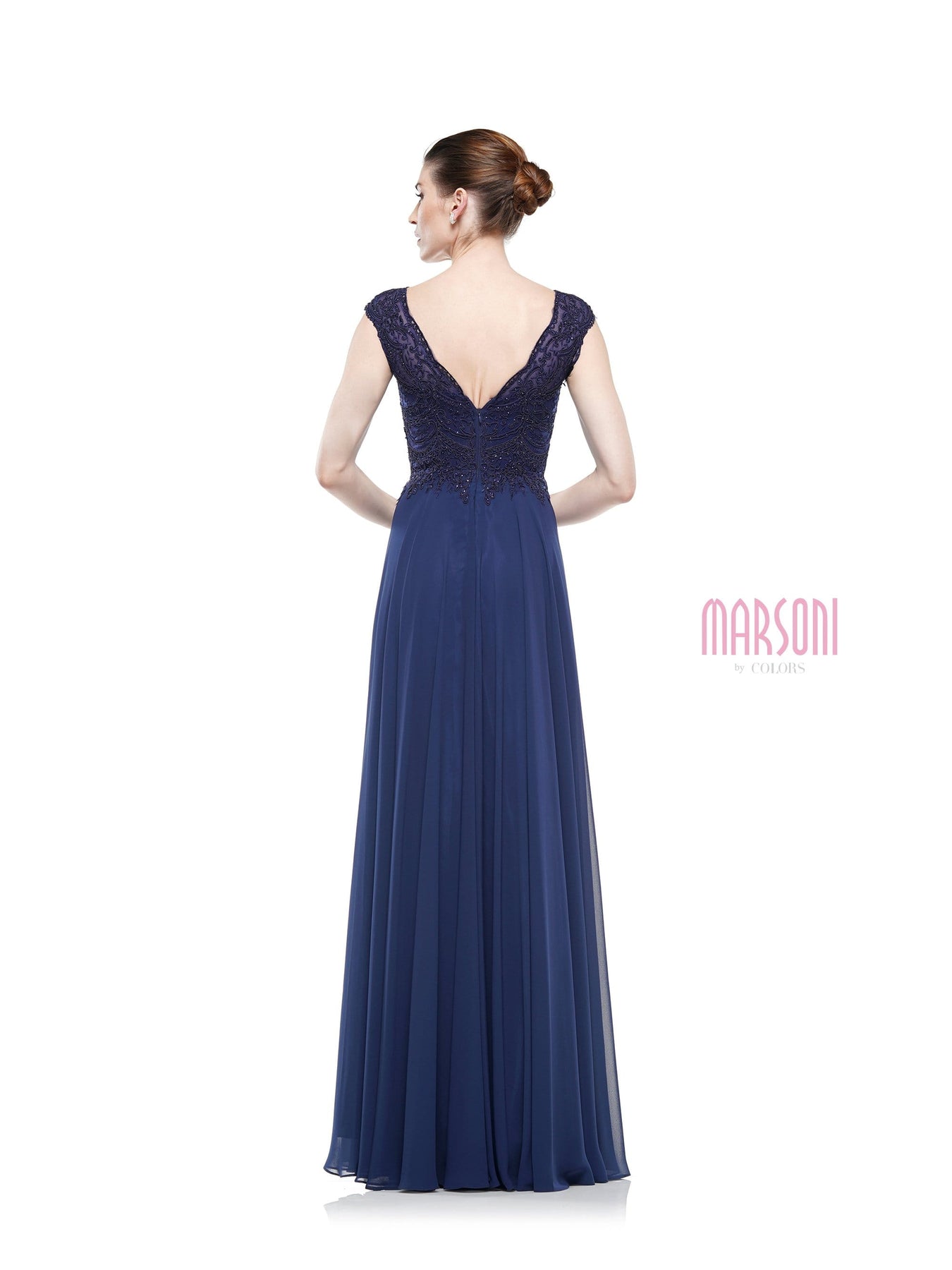 Marsoni by Colors - Beaded Applique A Line Chiffon Dress M238 CCSALE