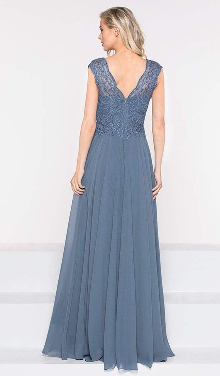 Marsoni by Colors - Beaded Applique A Line Chiffon Dress M238 CCSALE
