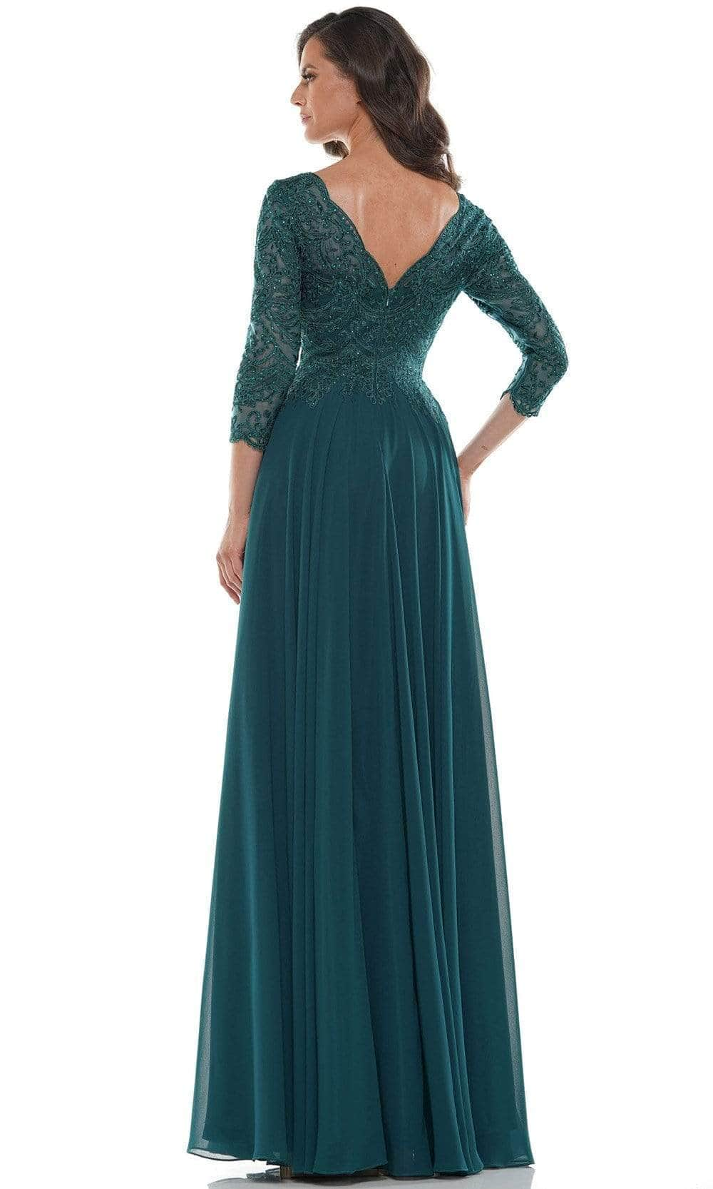 Marsoni by Colors M238SL - Bateau Embroidered Formal Gown Mother of the Bride Dresses 10 / Indigo Blue