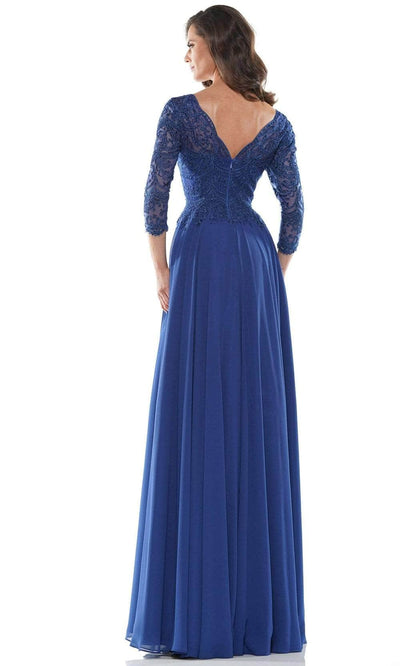 Marsoni by Colors M238SL - Bateau Embroidered Formal Gown Mother of the Bride Dresses 10 / Indigo Blue