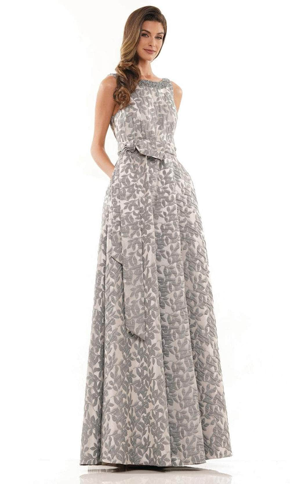 Marsoni by Colors MV1213 - Beaded Bateau Neck Evening Dress Evening Dresses 4 / Steel Gray