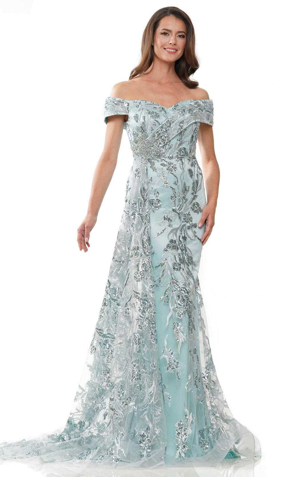 Marsoni by Colors MV1242 - Off-Shoulder Embroidered Evening Dress Evening Dresses
