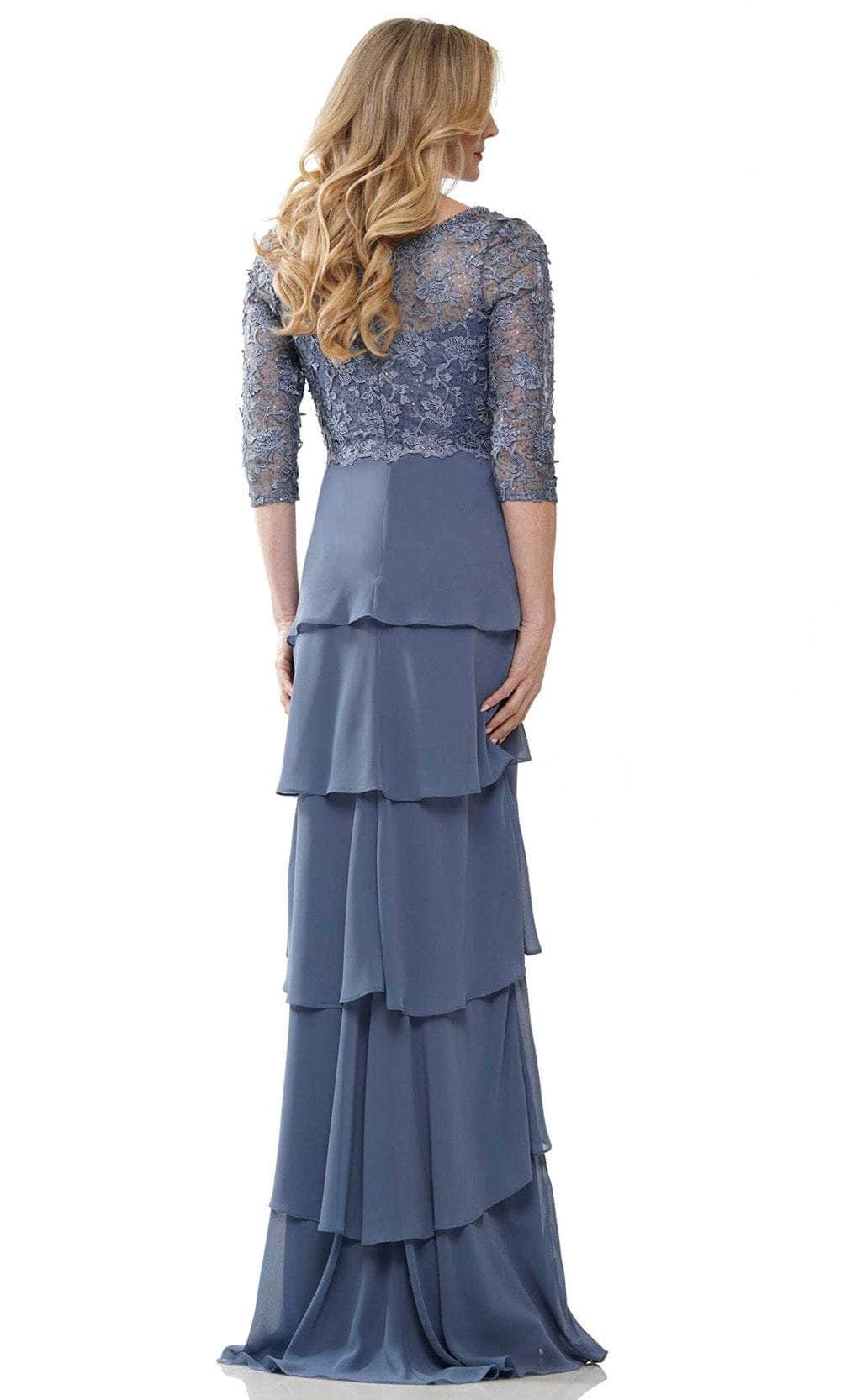 Marsoni by Colors MV1244 - Laced Quarter Sleeve Formal Gown Formal Gowns 10 / Slate Blue