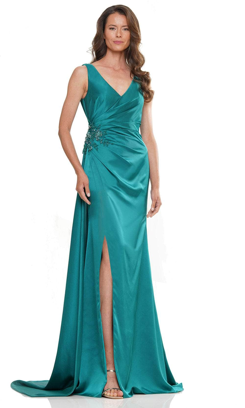 Marsoni by Colors MV1246 - Wide Strap Ruched Formal Gown Special Occasion Dresses Dresses 22 / Emerald