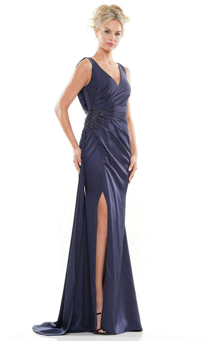 Marsoni by Colors MV1246 - Wide Strap Ruched Formal Gown Special Occasion Dresses Dresses 22 / Navy