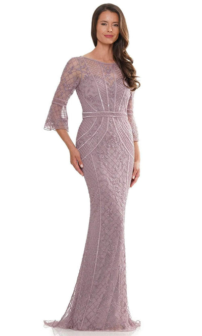 Marsoni by Colors MV1263 - Bell Sleeve Ornate Evening Dress Special Occasion Dresses Dresses 4 / Dusty Rose