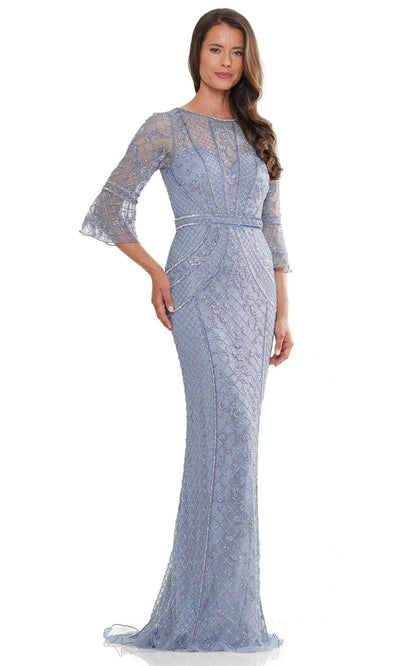 Marsoni by Colors MV1263 - Bell Sleeve Ornate Evening Dress Special Occasion Dresses Dresses 4 / Slate Blue