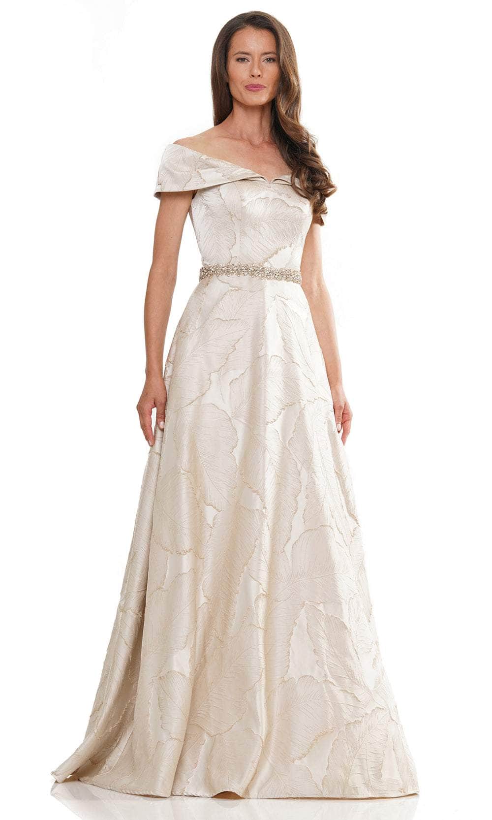 Marsoni by Colors MV1265 - Fold-Over Off Shoulder Formal Gown Special Occasion Dress 4 / Champagne