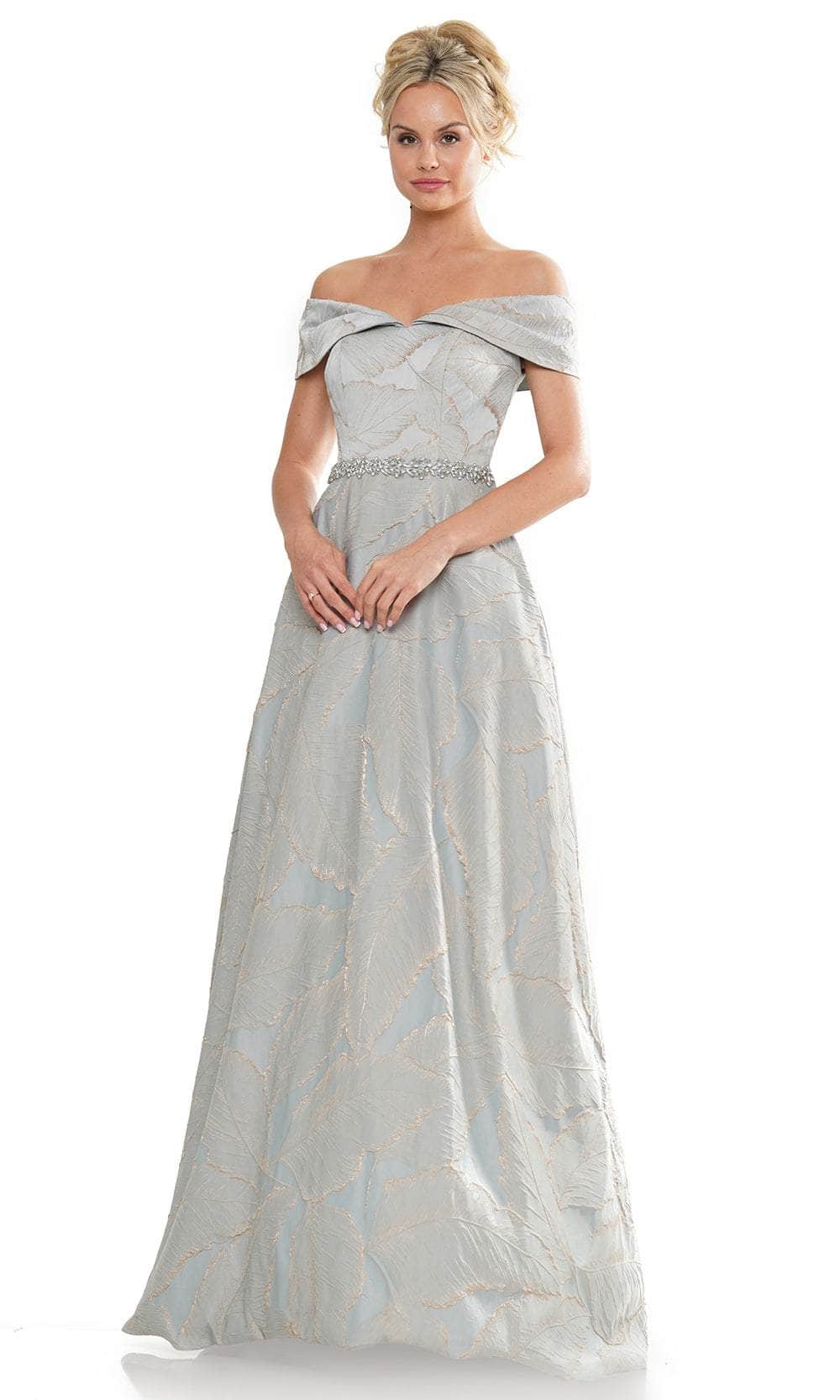 Marsoni by Colors MV1265 - Fold-Over Off Shoulder Formal Gown Special Occasion Dress 4 / Seaglass