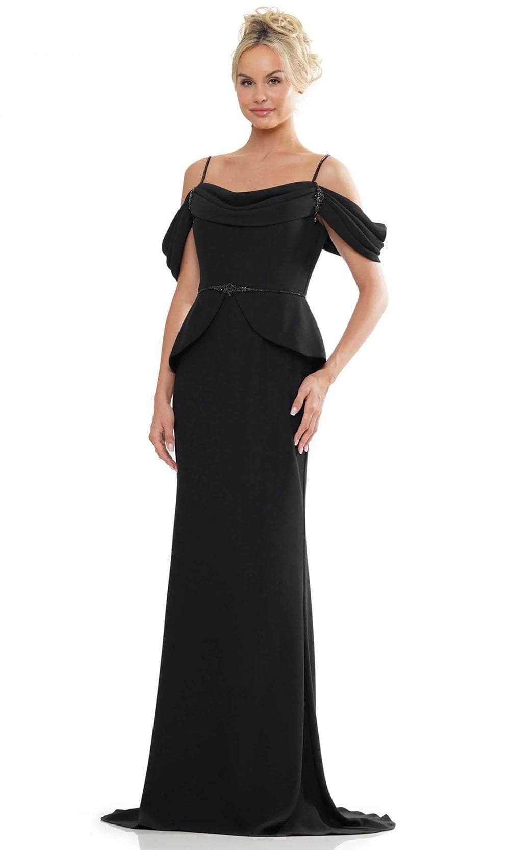 Marsoni by Colors MV1271 - Peplum Style Evening Dress Special Occasion Dresses Dresses 4 / Black