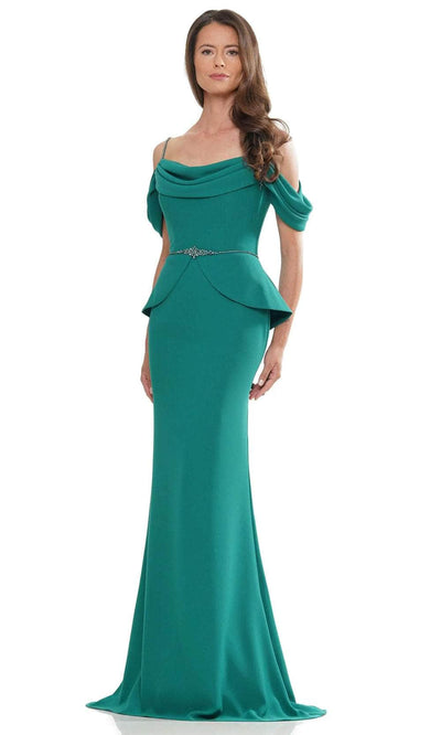 Marsoni by Colors MV1271 - Peplum Style Evening Dress Special Occasion Dresses Dresses 4 / Emerald